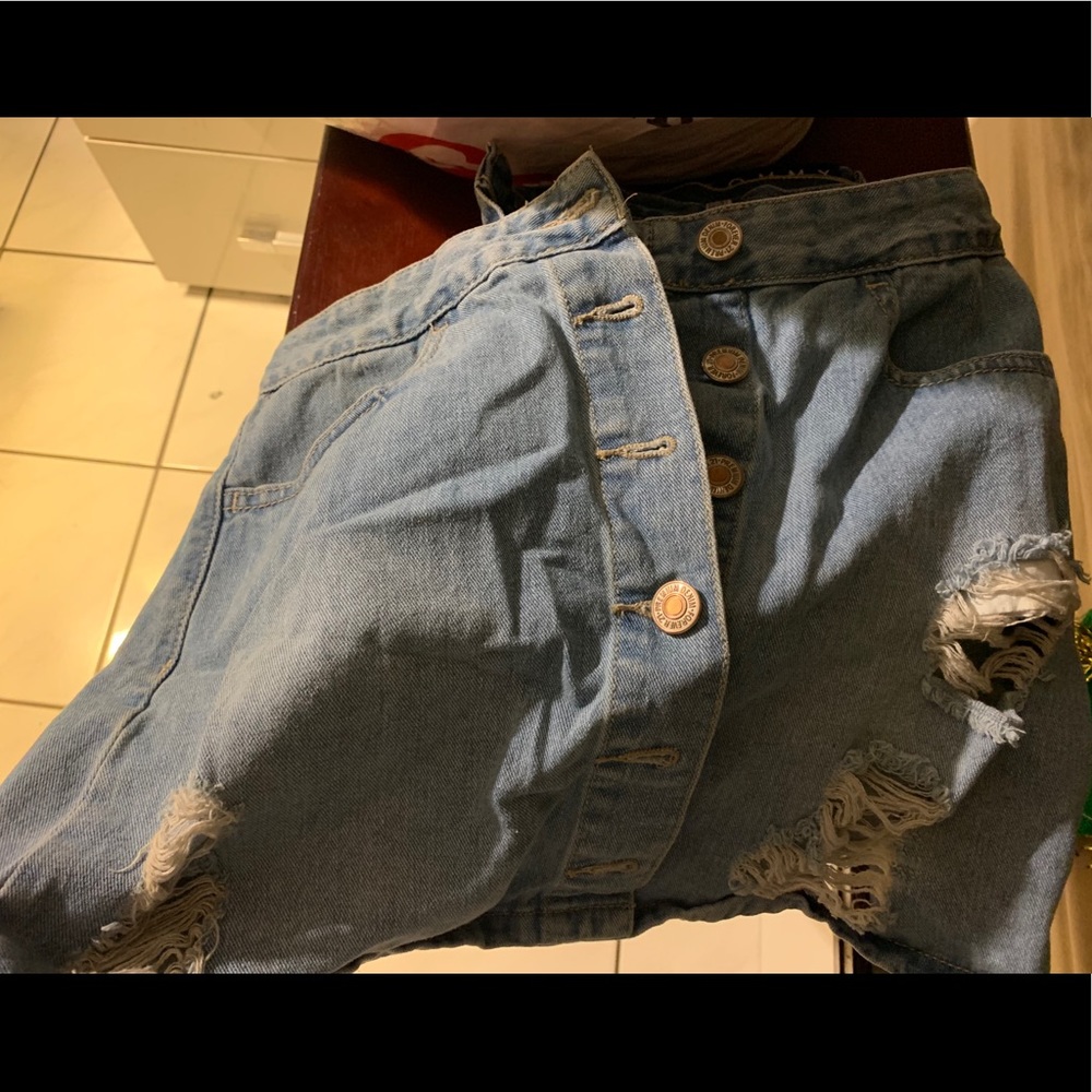 Forever 21 Ripped Jean Skirt